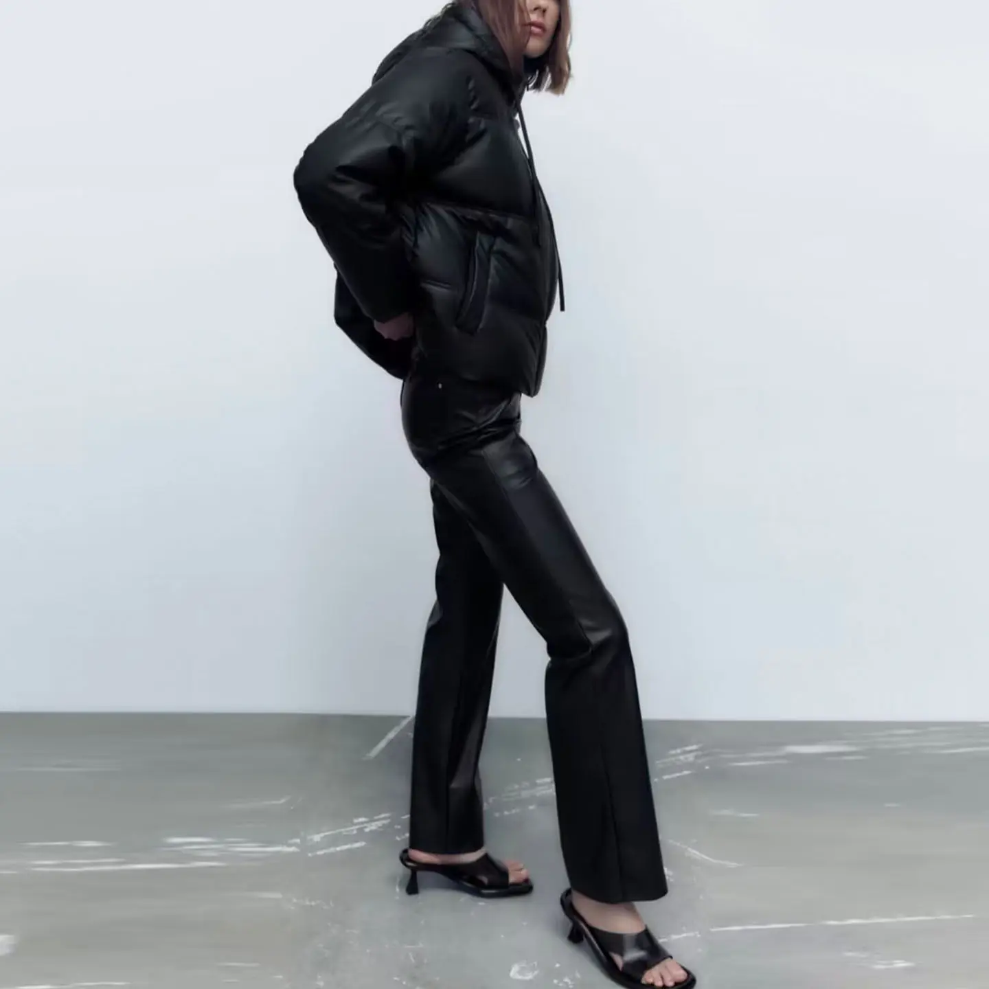 Z 2025 New Faion ort Jaet Coat Women's Personali Temperament Versatile Cotton Clothes Long Sve Hooded