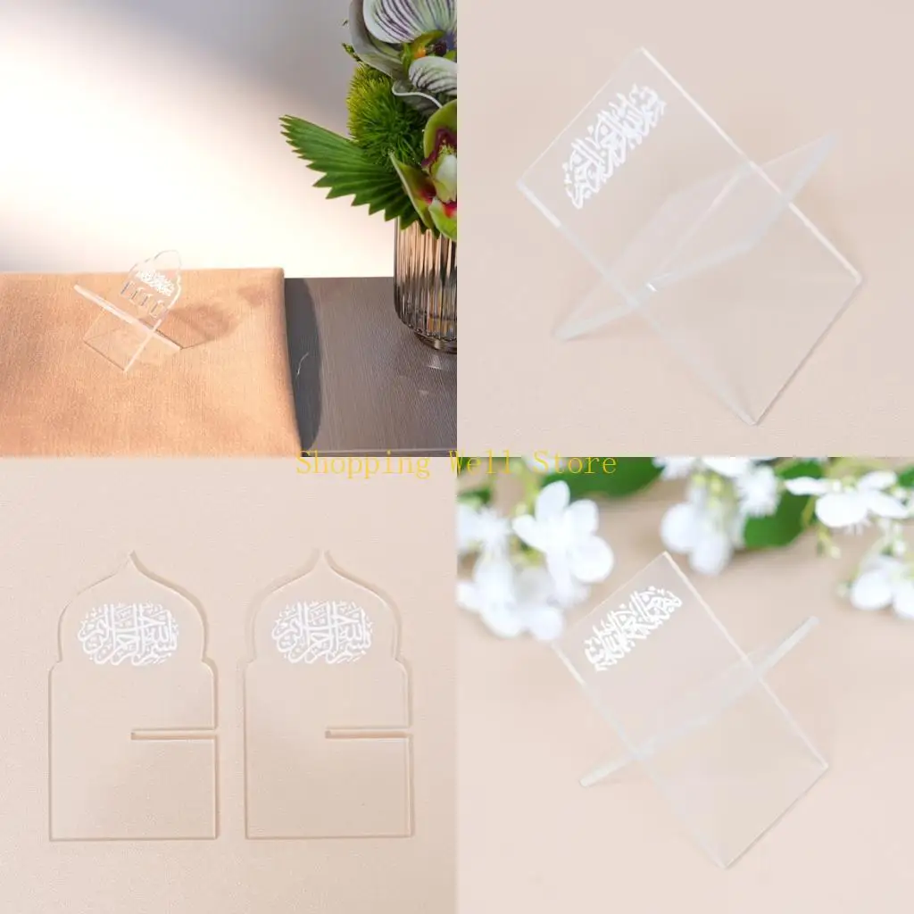 KX4B 2Set Acrylic Ramadans Dates Holder Bismillah Islamic Date Stand Eid Ramadans Table Decorations Home Decors