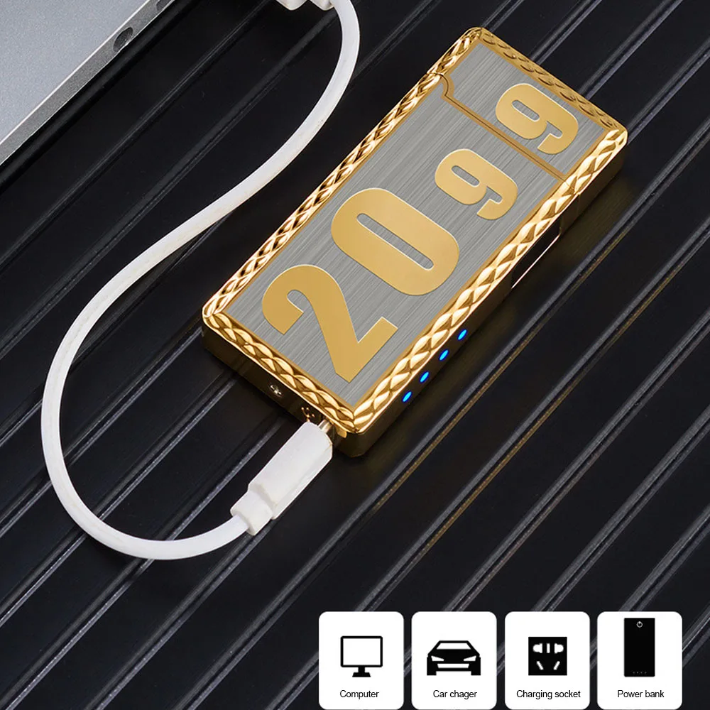 Gold Dragon Electric Lighter USB Plasma Dual ARC For Windproof Flameless Lighter Cool Gadgets For Men