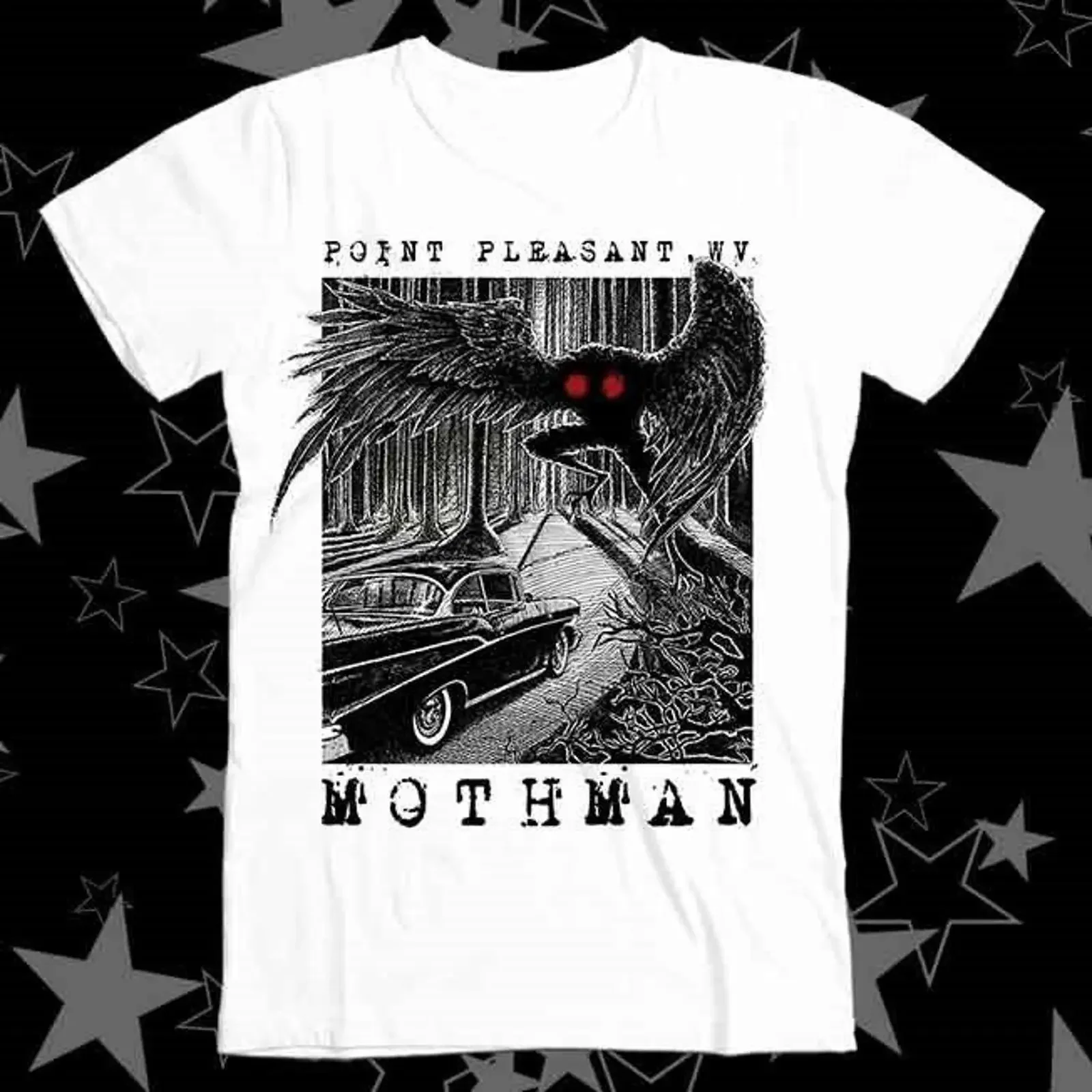 Mothman Encounter Point Pleasant Best Seller Top T Shirt 472 vintage Washed homme Casual Stylish Soft Breathable