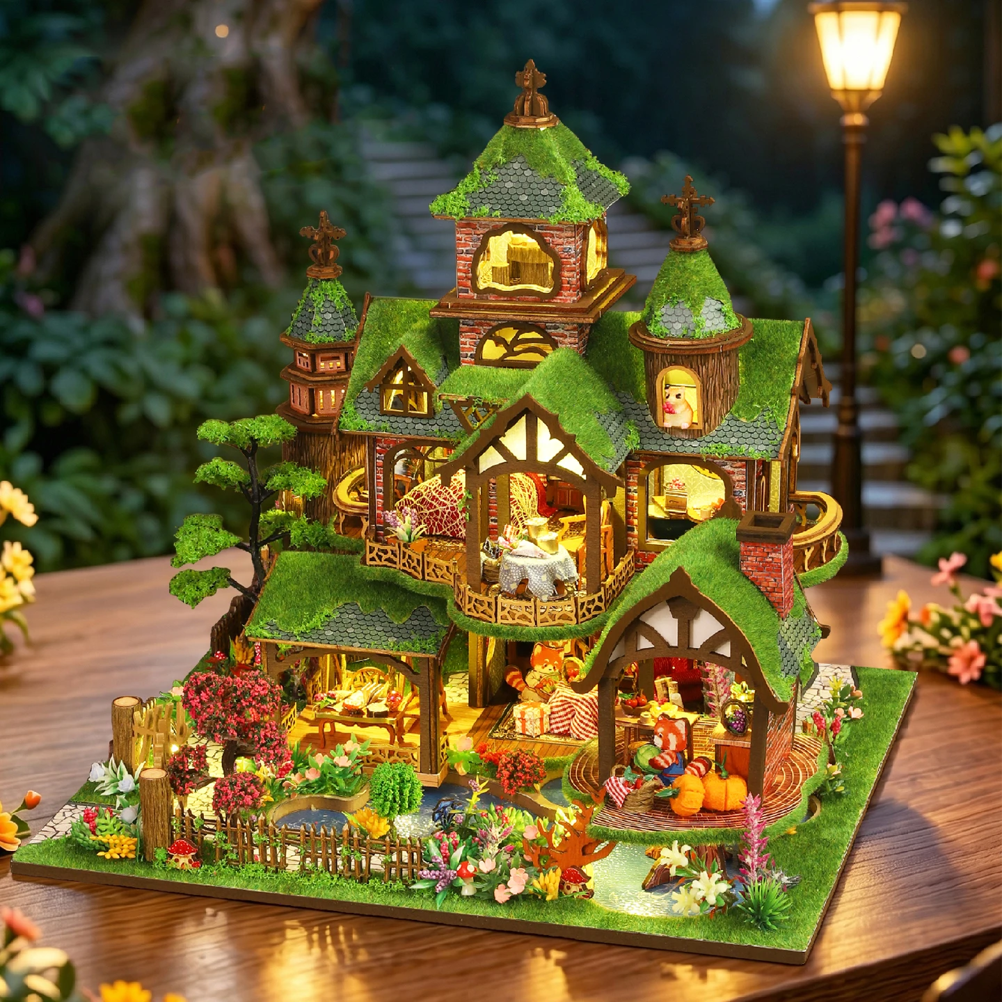 DIY Wooden Fantasy Forest Cottage Figurines Miniatures Kits Mini Casa for Friends Birthday Gifts Home Decor Crafts