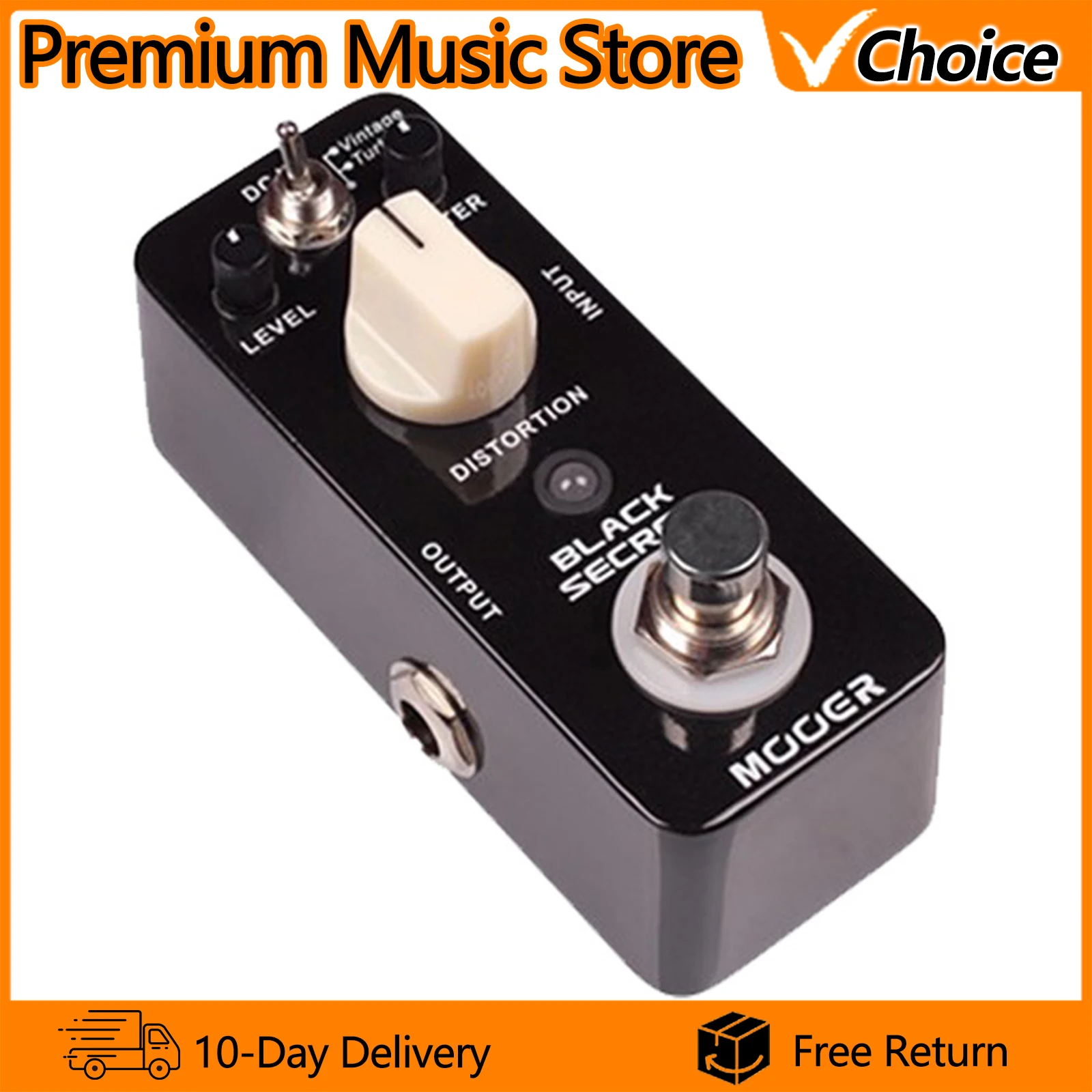 

Электрогитарная педаль эффектов MOOER Black Secret Distortion, 2 режима работы, мини-педаль, True Bypass, запчасти и аксессуары для гитар