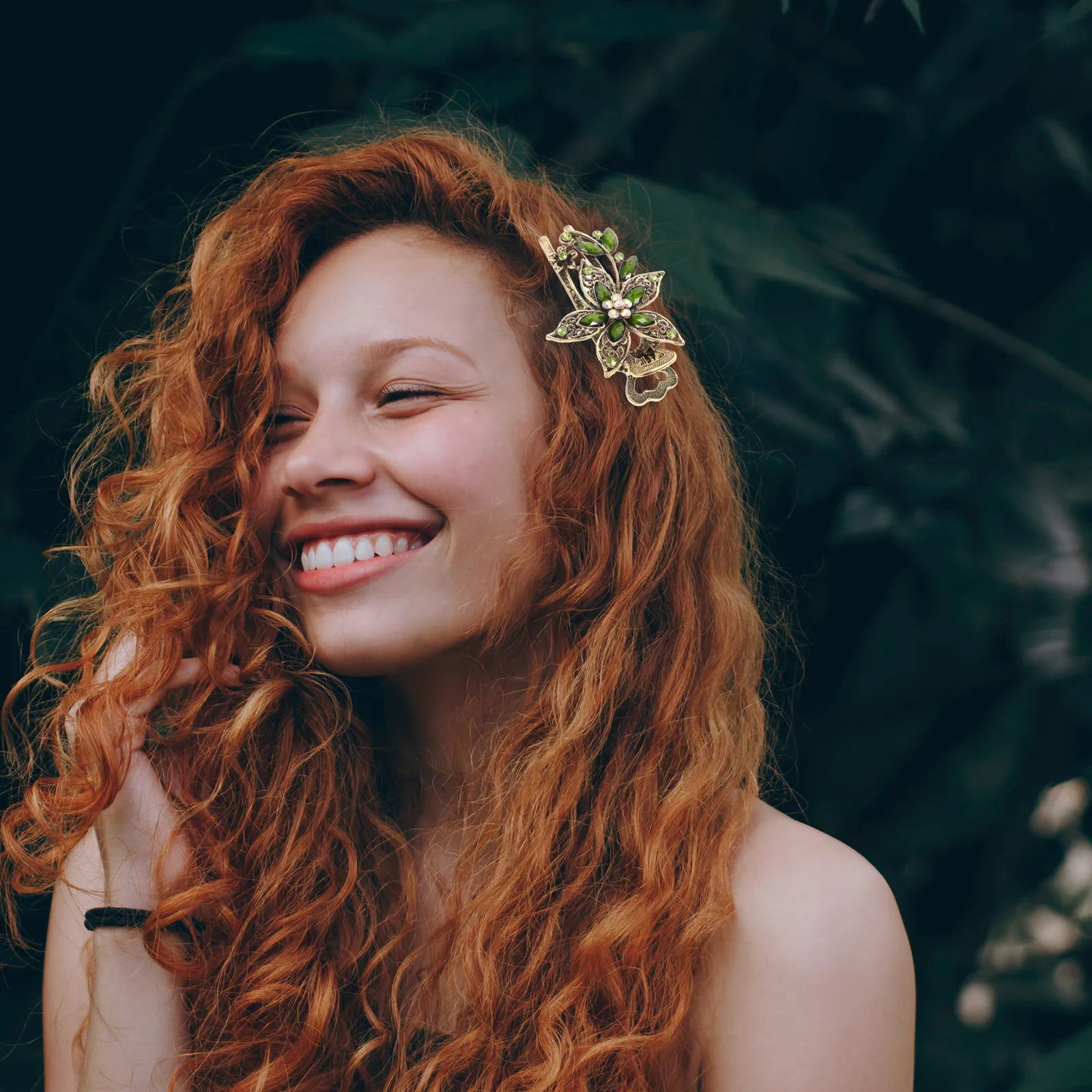 

Винтажные женские заколки для волос с зелеными цветами и кристаллами, элегантные цветочные заколки-баретты, аксессуары для волос для вечеринок, свадеб, выпускных и особых случаев