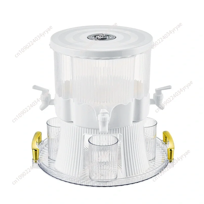 Rotatable plastic four-grid kettle, large-capacity beverage bucket cold kettle, cold kettle with faucet juice pot