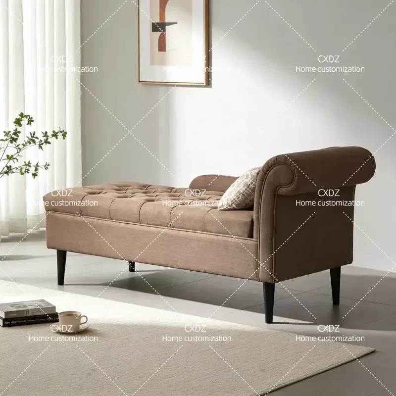 Modern Fabric Storage Bench Shoe Changing Stool End of Bed Sofa Simple Living Room Furniture for Small Apartment