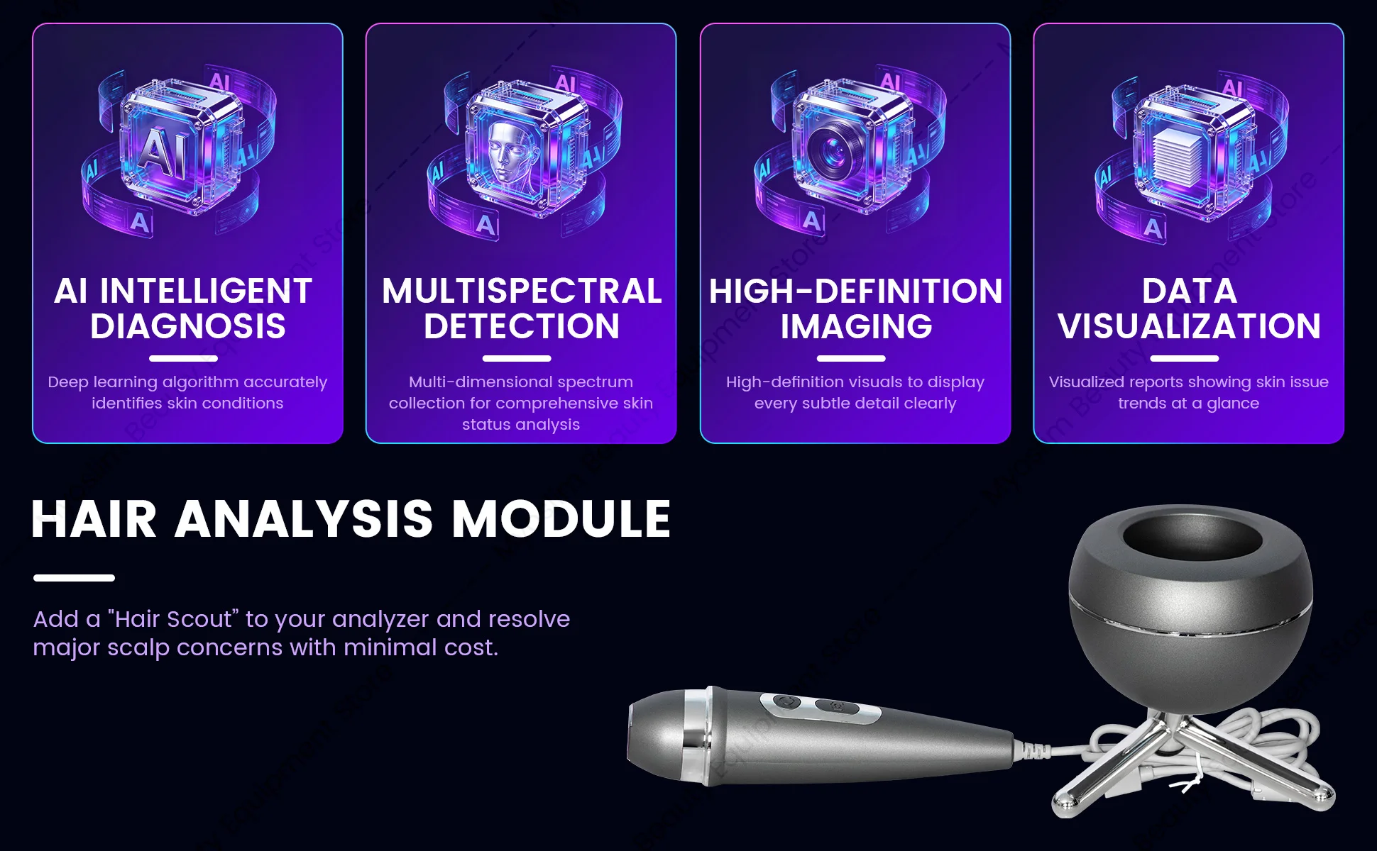 Professional 3D Facial Skin Analyzer Scanner with Dermatoscope and Face Mirror for Skin Face Diagnostics Analysis Machine. - Image 3