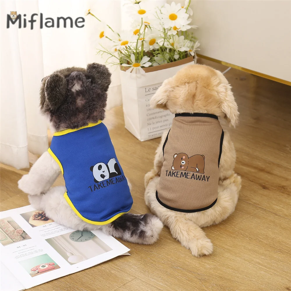 Miflame Cartoon Print Cat Dog Clothing Cute Little Rabbit Panda Bear Pet Pet Tank Teddy Bichon Breathable Small Dogs Sports Vest