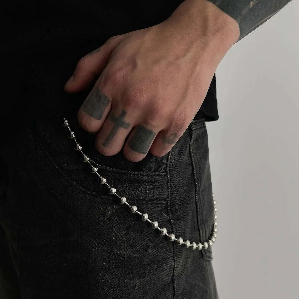 

Salircon Minimalist Metal Sphere Chain Keychain Men Vintage Hip Hop Punk Silver Color Pant Chain Decoration Jewelry Accessory