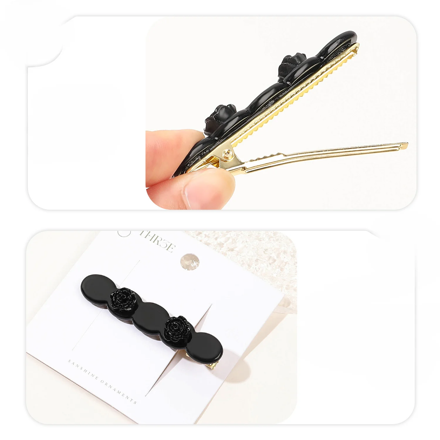 Acetate Metal Hair Clips Special Design Rose Patchwork Duckbill Clip Korean Fashion Female Side Clip Bangs Clip Hair Accessories