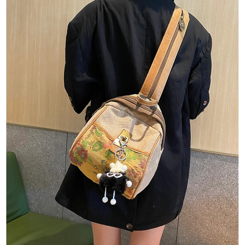 

Small Backpack Women's Travel Bagpack Shoulder Bag Pack 2025 Retro Multi-purpose Chest Bag Sac A Main Femme Mochilas