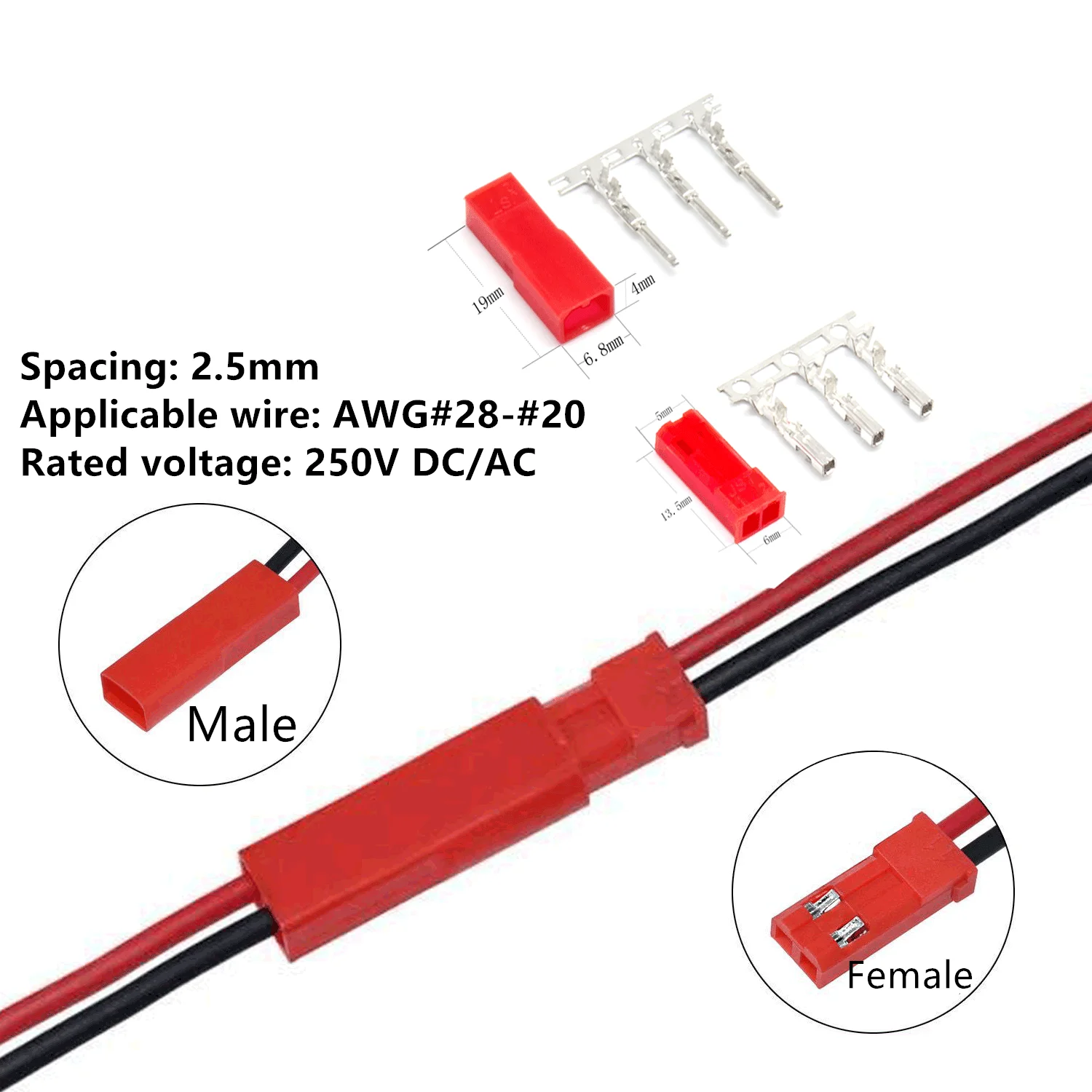 Servo Plug maschio femmina JST JR connettore Crimp Pin Wire Set per modello di barca per auto RC