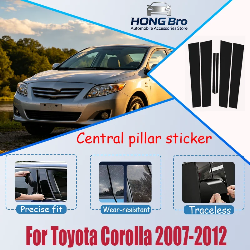 

Carbon Fiber Window Door Column Deal B C Pillar Post Cover Trim Sticker For Toyota Corolla 2007-2012 2008 2009 2010 2011