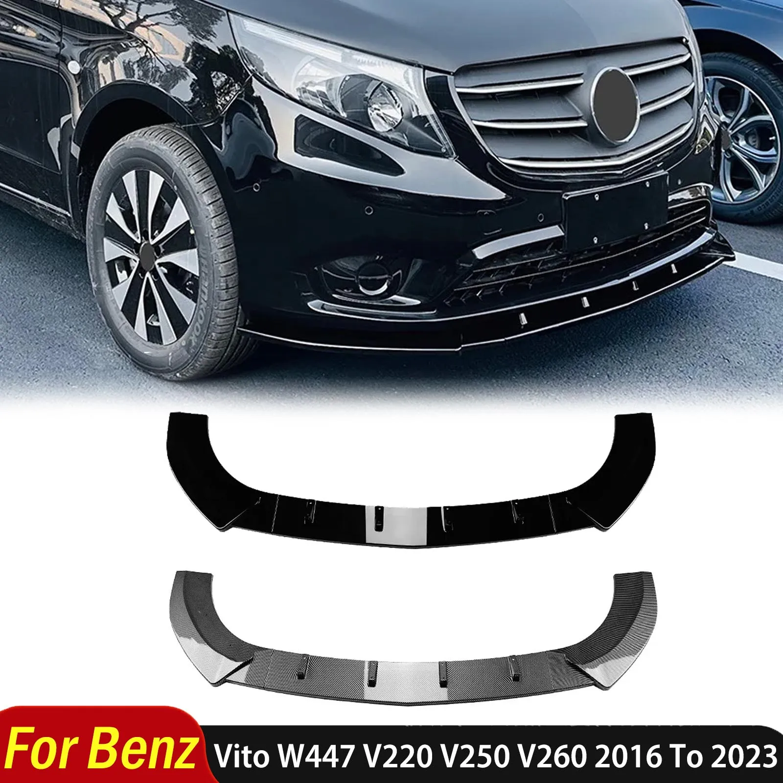 

For Benz Vito W447 V220 V250 V260 2016 2017 2018 2019 2020 2021 2022 2023 Front Bumper Lip Spoiler Splitter ABS Body Kits Tuning