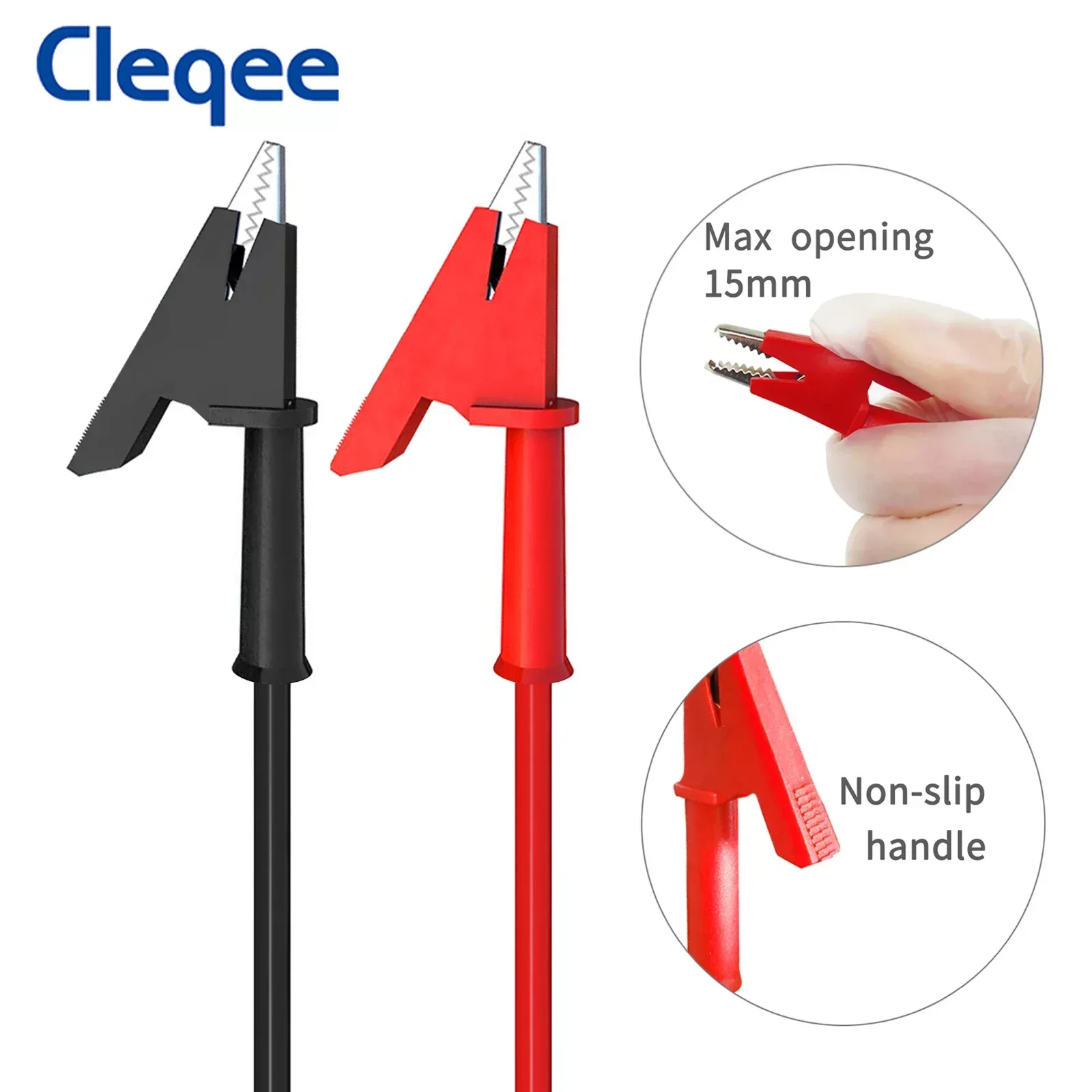 Cleqee P1024 5pcs Dual Alligator Clip Test Lead Crocodile Clamp Cable Wire 100CM for Multimeter Electronic Testing HAVC Tool