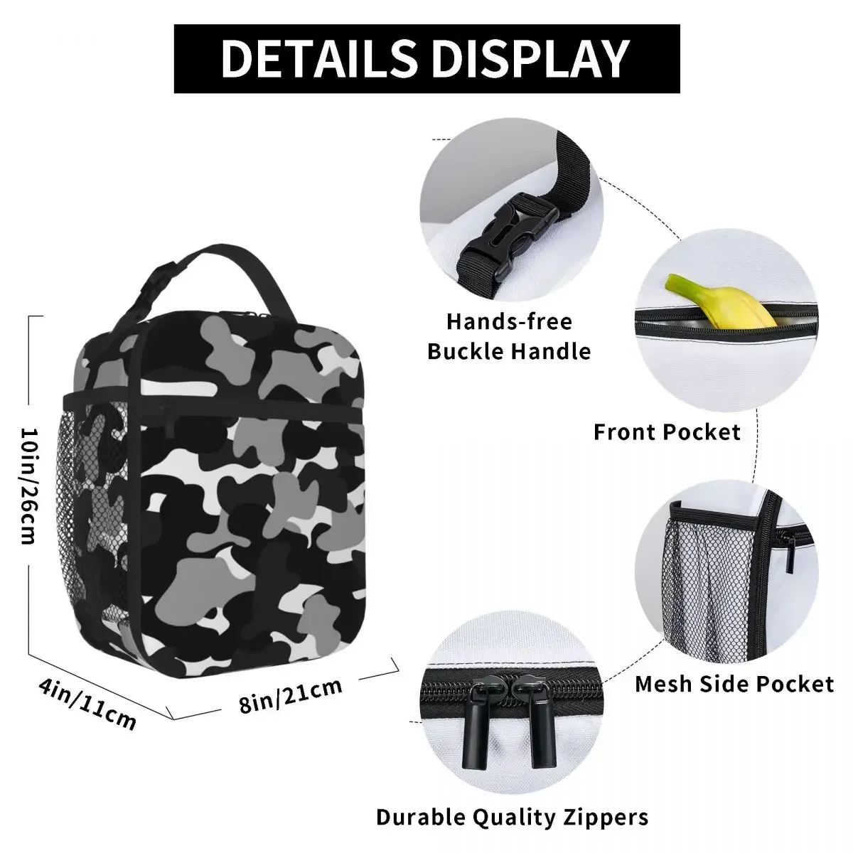 Camouflage Pattern Military Army Background Camo Insulated Lunch Bags Cooler Lunch Box Lunch Tote for Woman Work Children School