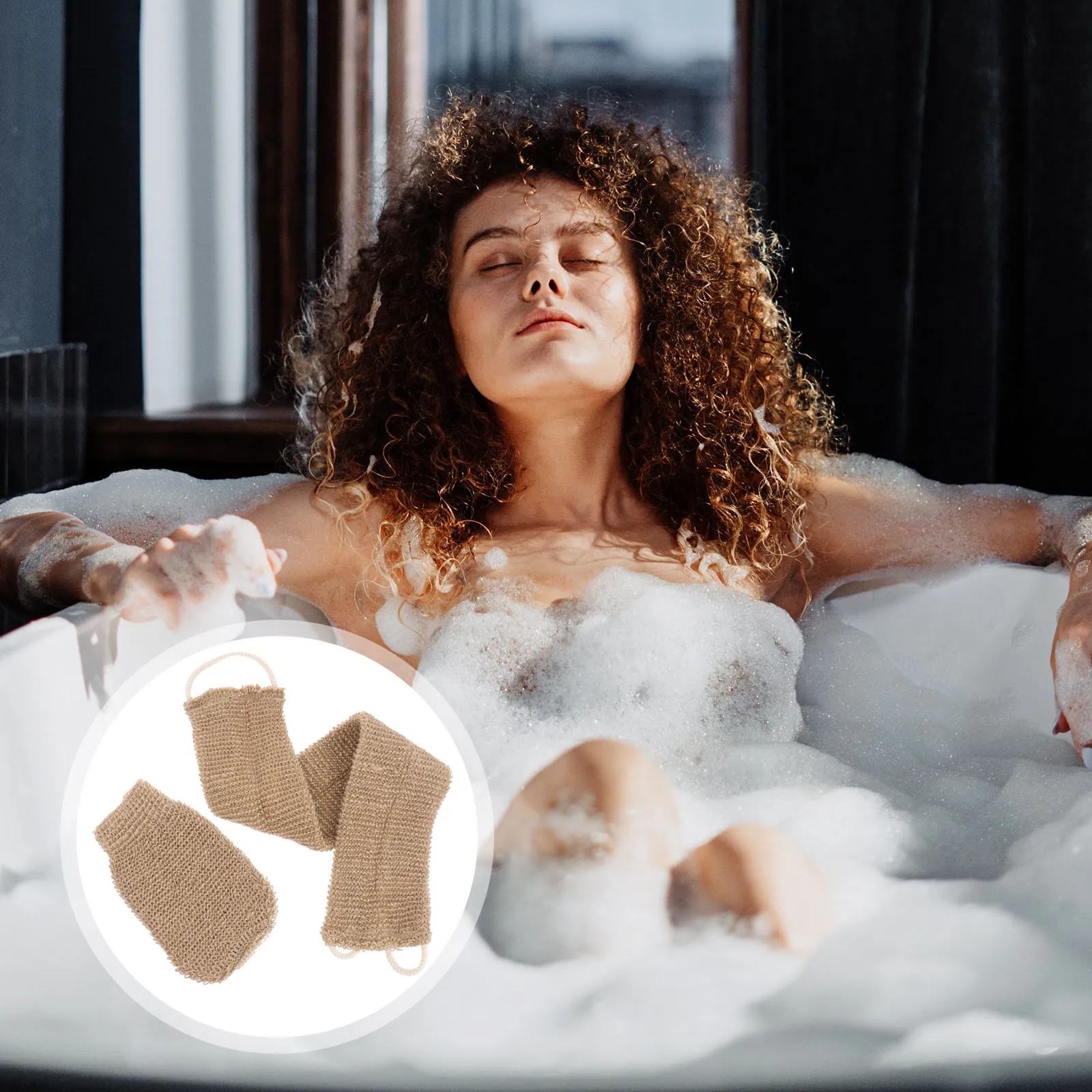 

2Pcs Bath Towel Back Scrubber Exfoliating Gloves Ramie Jute Body Scrubber Long Strap for Effective Dead Skin Removal