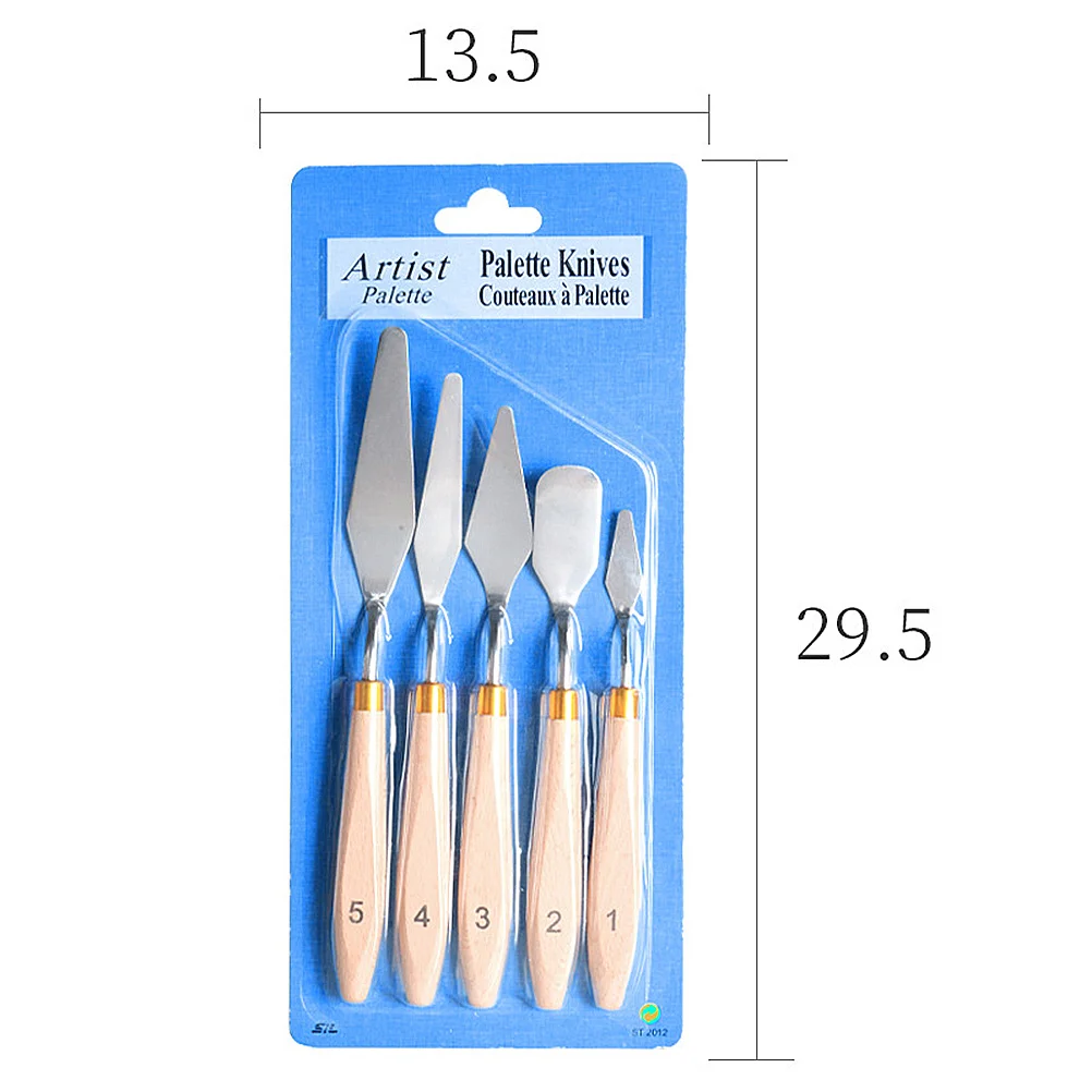 

5Pcs Oil Paint Knives Assorted Shapes Sizes for Color Shaping Mixing Mural Art Students Teachers Beige Knife Spatula