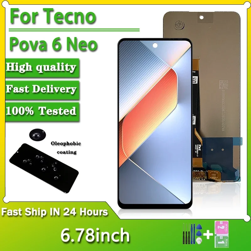 

6,78-дюймовый IPS ЖК-дисплей для Infinix Tecno Pova 6 Neo ЖК-дисплей с дигитайзером сенсорного экрана в сборе для Tecno Pova 6 Neo Li6 Дисплей