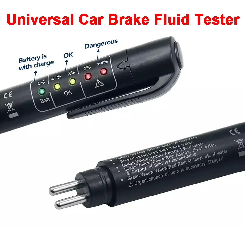 

DOT3/4/5 Universal Car Brake Fluid Tester LED Indicator Liquid Testing Pen Accurate Oil Quality Diagnostic Tools