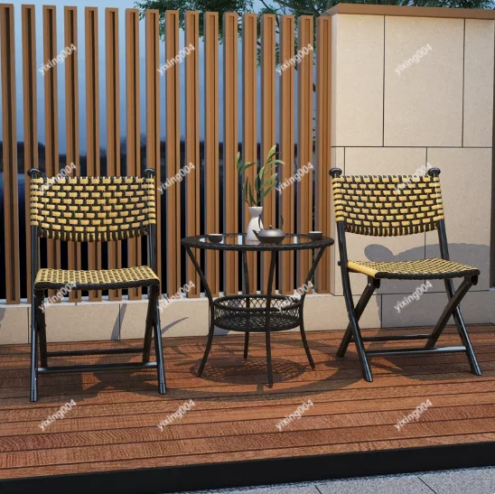 Waterproof Foldable Rattan Chair, Breathable Oversized Recliner, Sunproof Sofa for Outdoor Balcony Use