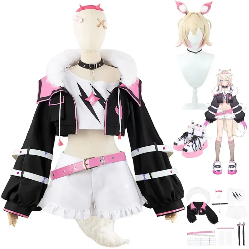 Nijisanji Vtuber Mococo Abyssgard Cosplay Costume Moco-Chan Hololive English In Fuwawa Uniform Wig Shoes Woman Sexy Kawaii Suit