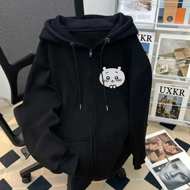 Anime Chiikawa Usagi Hachiware Kawaii Coat Cute Cartoon New Cardigan Hooded Sweatshirt Zipper Jacket Lovely Christmas Present