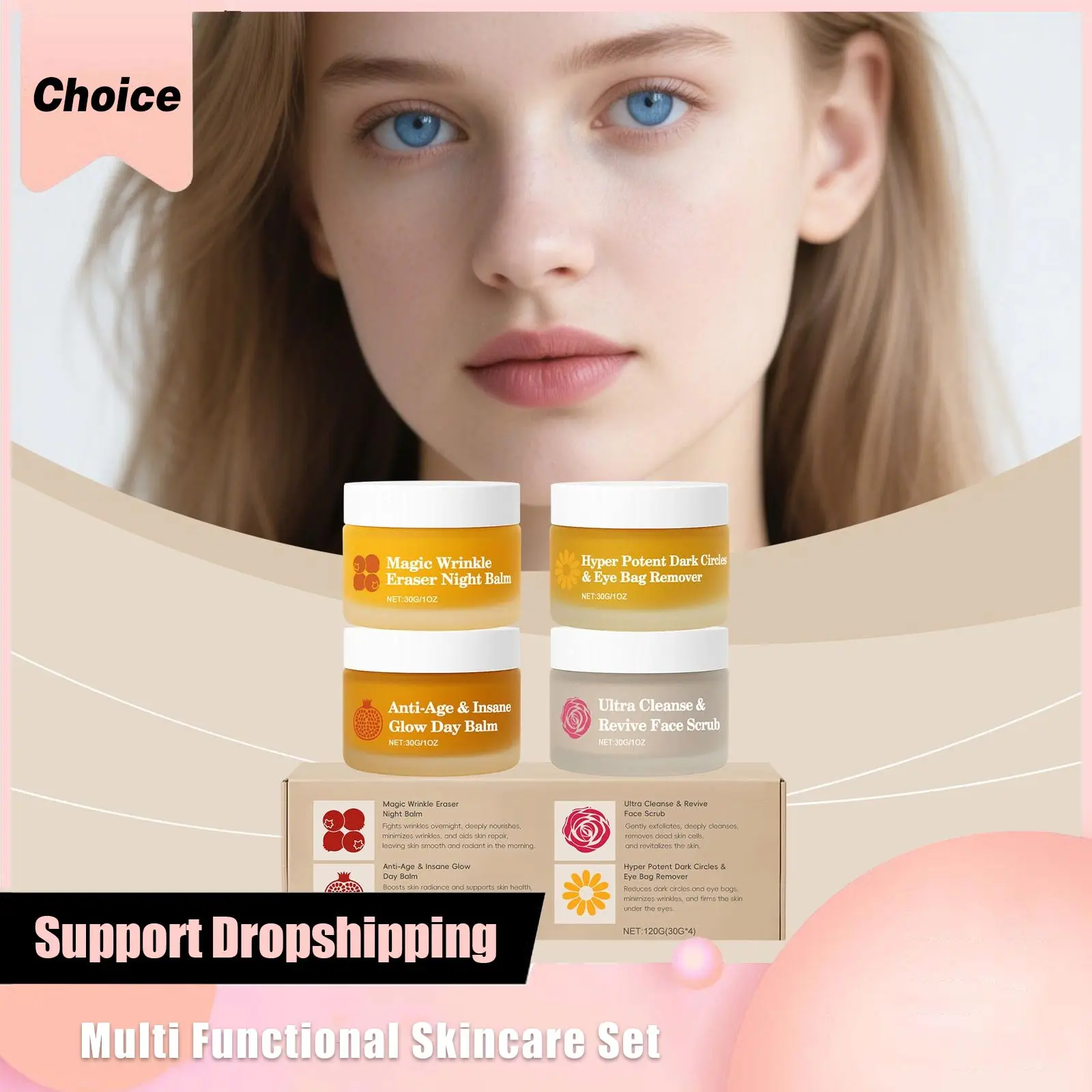 

Multi Functional Skincare Set Night Lotion Repairs Daily Cream Nourish Clean Scrub Moisturize Eye Cream Skin Christmas Gift Set