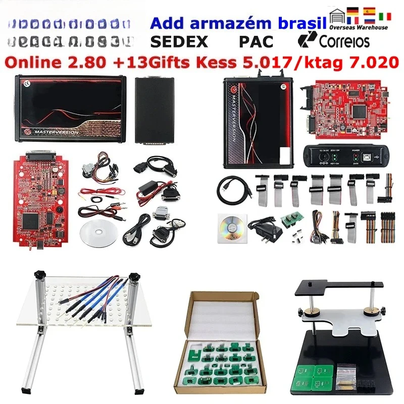 

2024 Online EU Red Kess V5.017 Ktag V7.020 ECU Master 4 LED BDM Frame 22 Adapter OBD Programmer Free 2.80 Real ECM Titanium 1.61