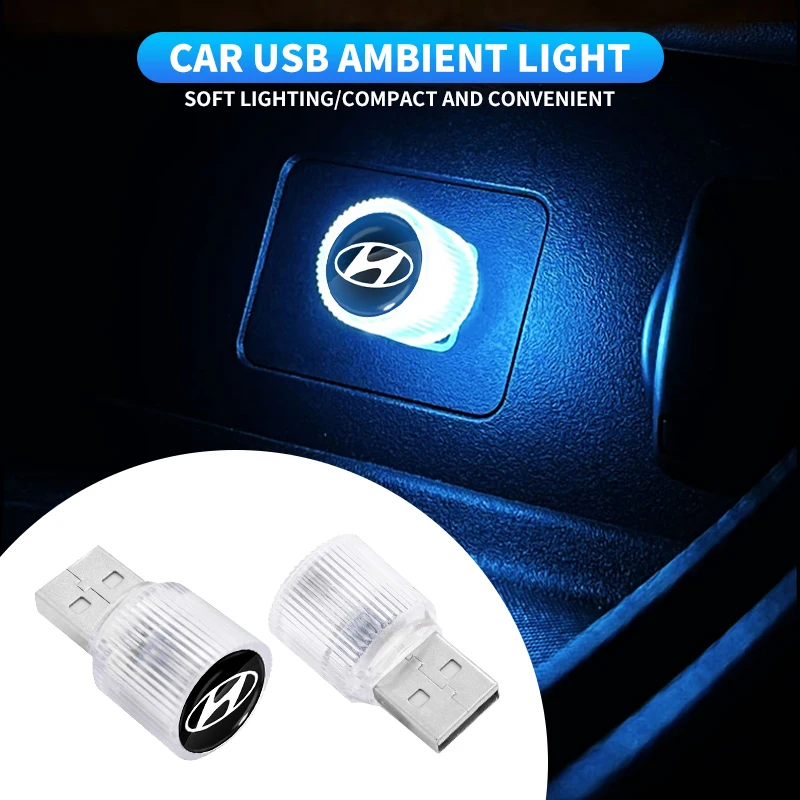 

USB автомобильный светильник, светодиодный атмосферный автоматический ночник, неоновая внутренняя лампа для Hyundai Tucson Accent Elantra Santa fe Sonata ix35