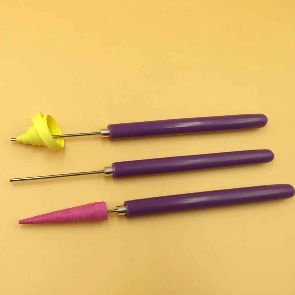 

5pc Diy Paper Roll Pens Set Stainless Steel Yan Paper Tools For Clay Nail Art Origami Craft Wooden Handle Smooth Tips Purple