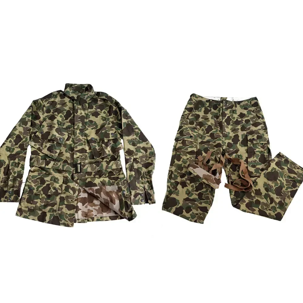 WW2 M42 Camo Uniform Paratrooper Set Retro Paratrooper US HBT Jacket and Pants Set Uniform M42 Soldier Jacket