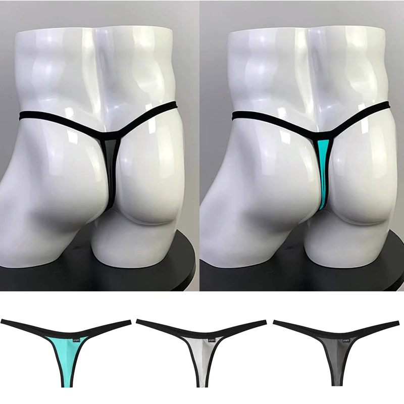 Men\'s Sexy Thongs T-Panties Briefs Low Waist Elastic Underwear T Back G-string Thongs Lingerie Breathable Bkini Underpants