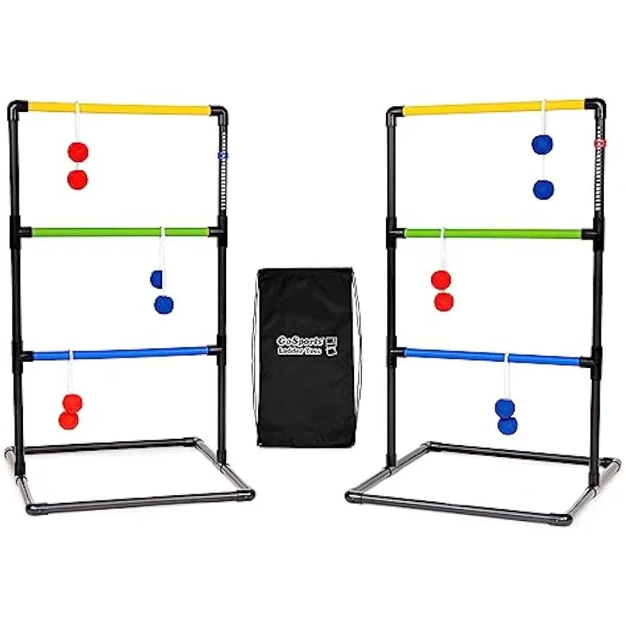 GoSports Ladder Toss Indoor and Outdoor Game Set with 6 Soft Rubber Bolo Balls and Travel Carrying Case - Choose Pro or Classic