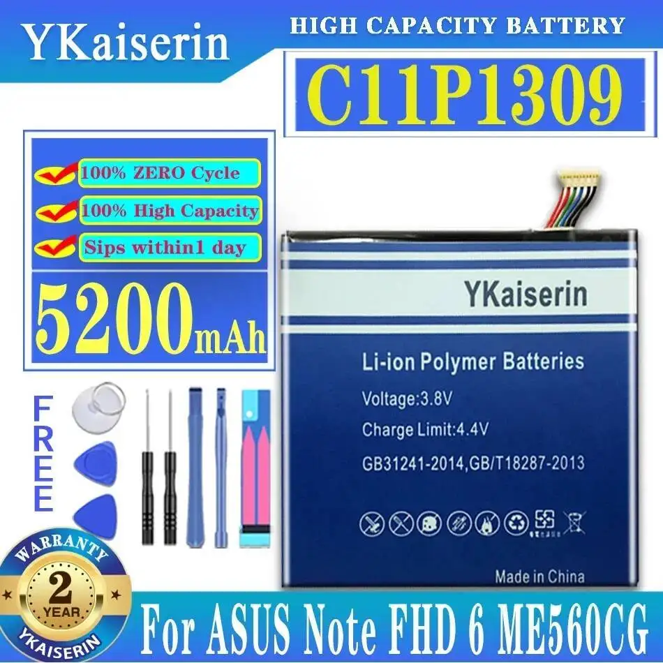 

5200Mah For Asus Fonepad Note Fhd 6 ME560CG High-Capacity Tablet Battery Safe C11P1309