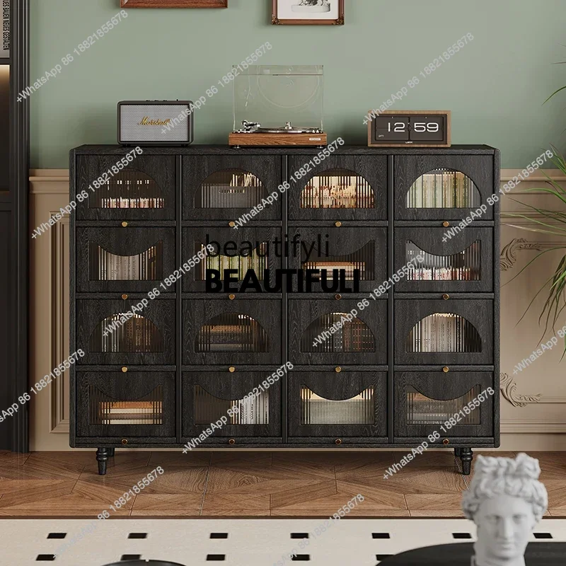ss8350 French antique style living room storage locker tea cabinet wall integrated locker kitchen