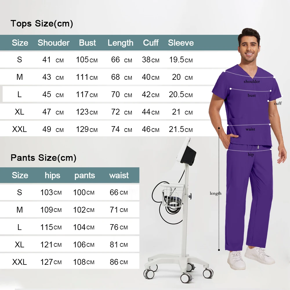 Uniforms Men V-Neck Medical Nurse Work Clothes Uniform Hospital Clinic Scrub Sets Nurses Accessories Short Sleeved Top Pants Set