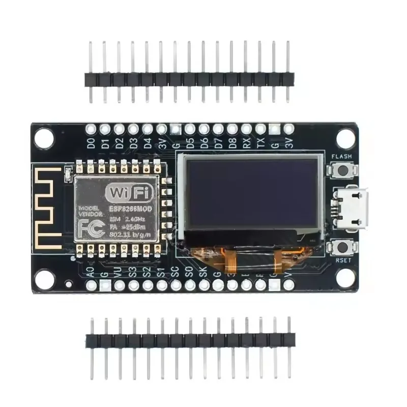 

NodeMCU ESP8266 ESP-12F WiFi OLED 0.96 Inch Display Development Board for IoT Data Monitor Arduino Project