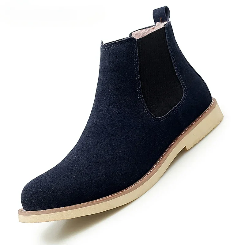 Chelsea Boots Men Suede Leather Decent Men Ankle Boots Original Short Casual Shoes British Style Winter Boots Zapatillas Hombre