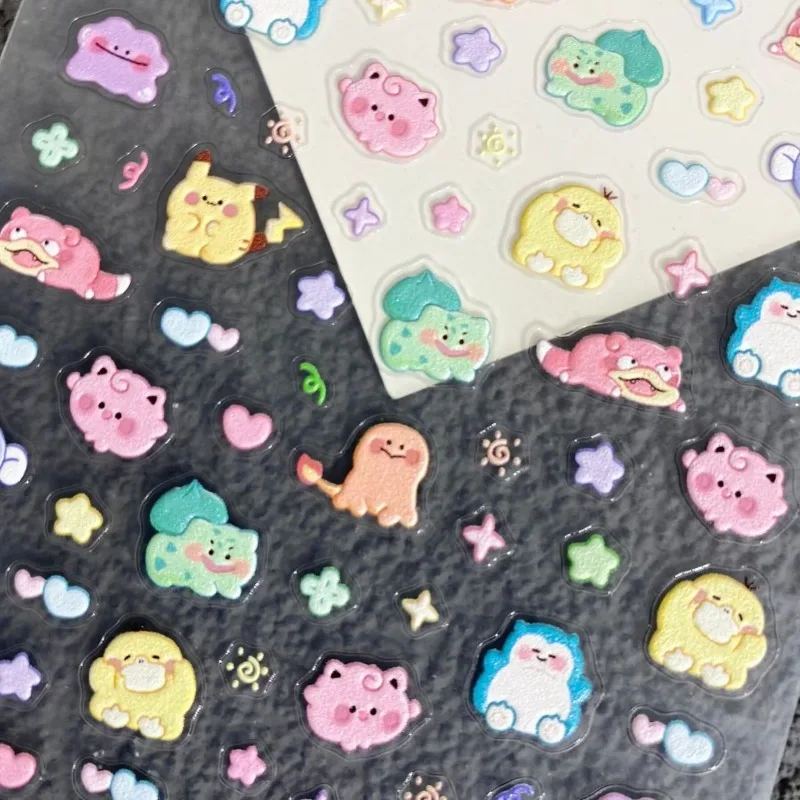 Mode Pikachu Cartoon Nagelstickers Anime Vrouwen Leuke Nagel Decoratieve Relief Stickers Vinger Teen Nagel Decal Art Decoratie Gift