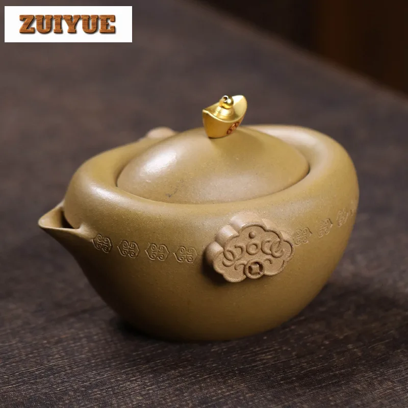 

100ml Aesthetic Yixing Purple Clay Teapots Handmade Ingot Pot Raw Ore Section Mud Kettle Chinese Zisha Tea Set Teaware Ornaments