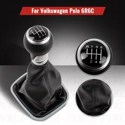 For VW Polo 6R 6C Sedan Hatchback 2011 2012 2013 2014 2015 2016 2017 6 Speed Gear Stick Shift Knob+ Black Line PU Leather Boot