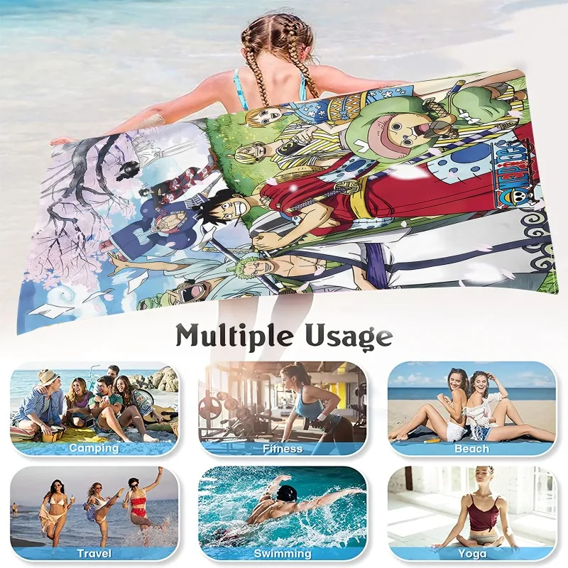 In Stock One Piece Sunny Ship Luffy Straw Hat Pirates Fitness Running  Practical Beach Towel Swimming Bath Towel Anime Model