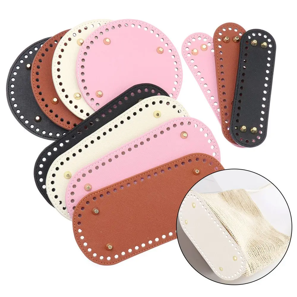 Bag Parts With 52 holes DIY Crochet Bag for Knitted Bag Bag Accessories Long Bag Bottom PU leather