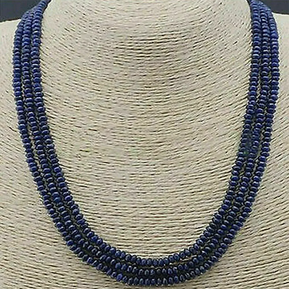 3 Rows Natural 2x4mm Faceted Rondelle Gemstone Beads Necklaces 17-19