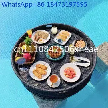 Water Floating Tray Round Rattan Heart Basket B & B Hotel Villa Swimming Pool Dining Plate