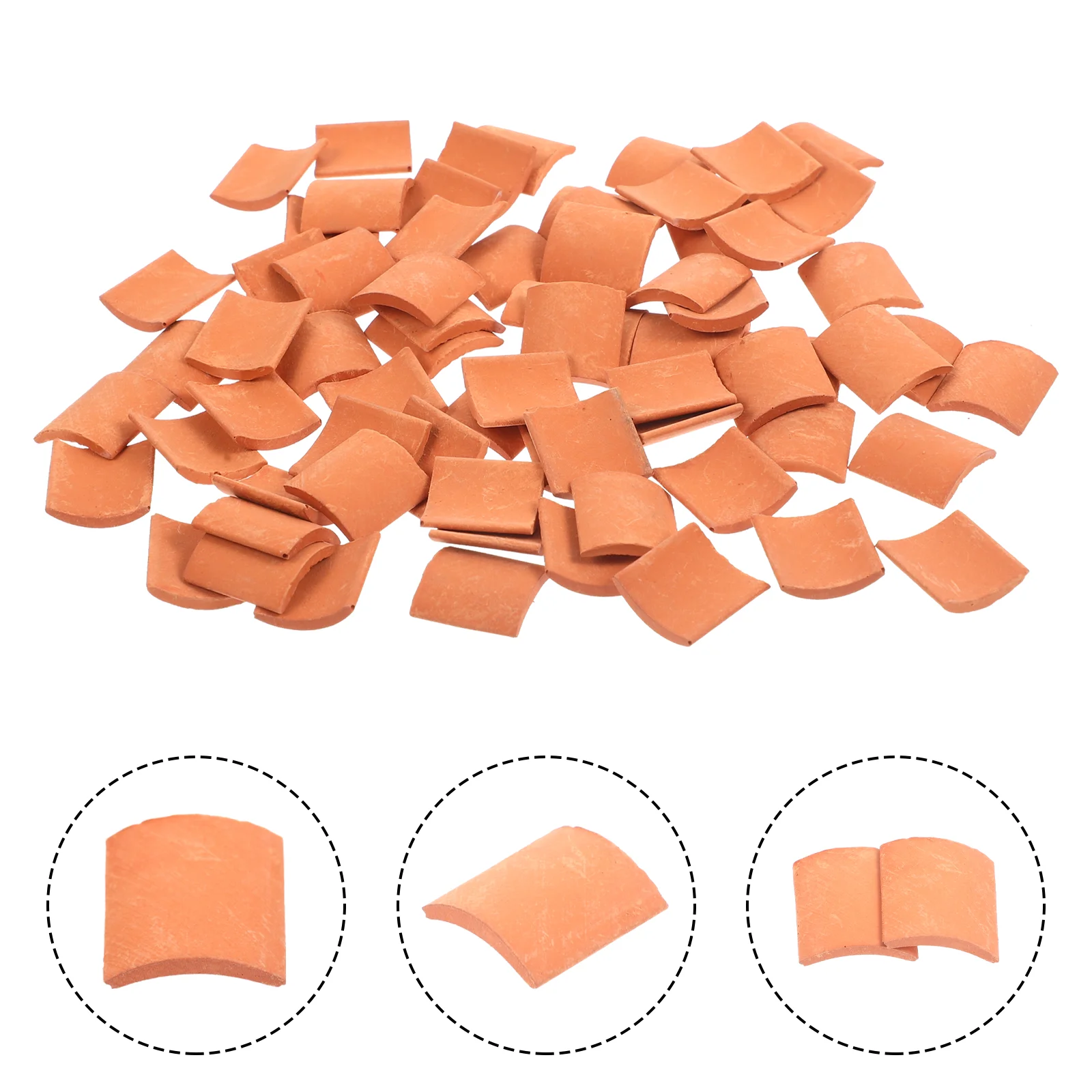 80 Pcs Mini Bricks Building Blocks Lifelike Miniature Roof Tiles Sand Table Landscaping Clay House Fake Small