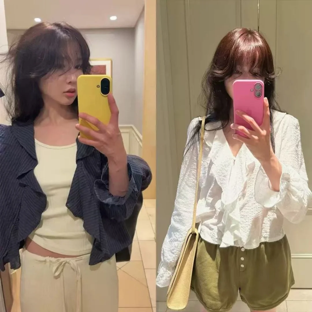 

Модная женская футболка Sweet Baby с V-образным вырезом, длинным рукавом, текстурная, с защитой от солнца, дышащая, комфортная, в стиле Dongda Gate Baby Sauce