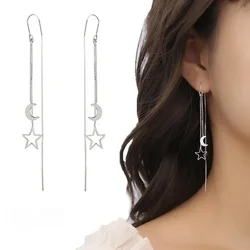 Moon Star Tassel Earrings for Women Girls Cute Hollow Star Earrings Party Jewelry Gifts Daughter Birthday   Boucles D'oreilles