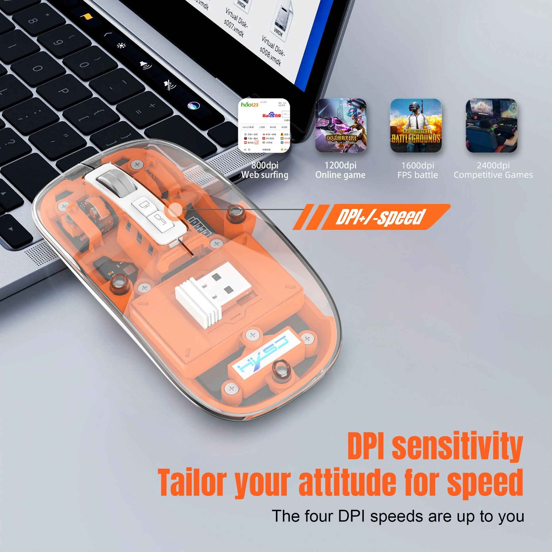 Bluetooth 2.4G Wireless Mouse ergonomic 125HZ Rechargeable Silent Three-Mode Transparent Design for laptop myszka raton мышка
