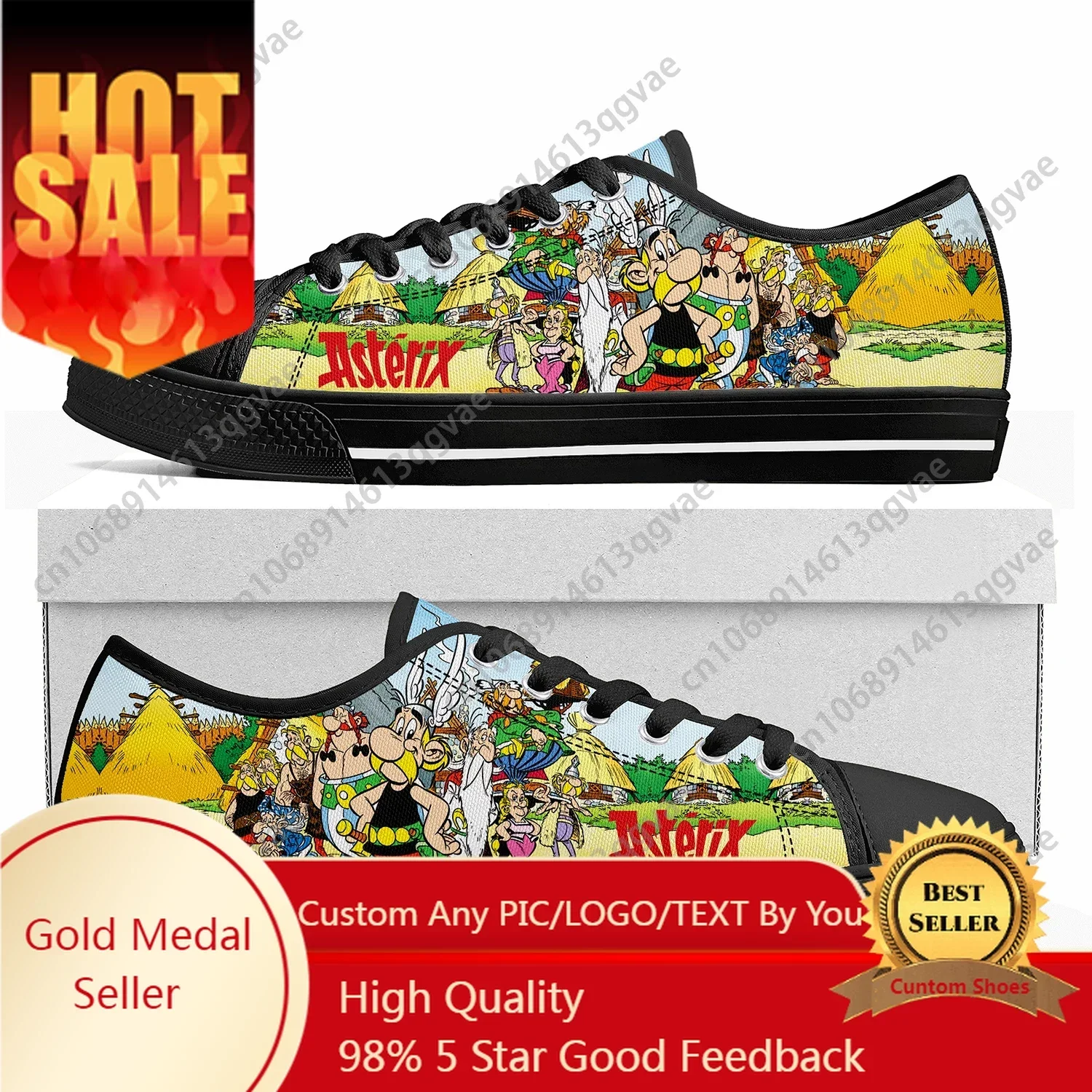 Asterix Adventure Obelix Low Top Sneakers Womens Mens Teenager High Quality Canvas Sneaker Casual Anime Cartoon Customize Shoes